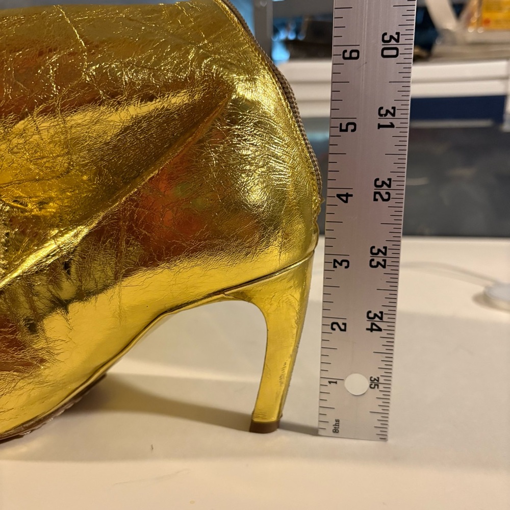 Dries Van Noten Gold Metallic Leather Statement Knee Boots Sz 36.5 - Picture 8 of 16